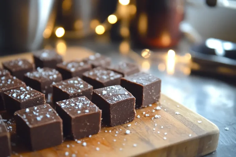 Close-up of freshly cut chocolate fudge squares.